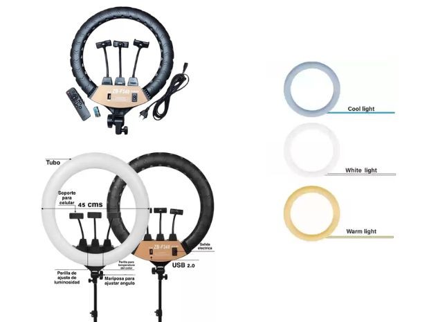 &u+ ARO DE LUZ LED SELFIE CELULAR 46 CM ZB-F348